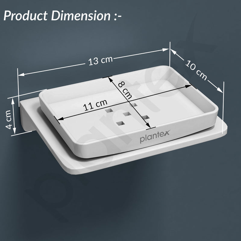 Plantex 5mm Acrylic Soap Holder for Bathroom/Wall Mounted Soap Stand/Soap Dish Holder for Bathroom - (White)-3
