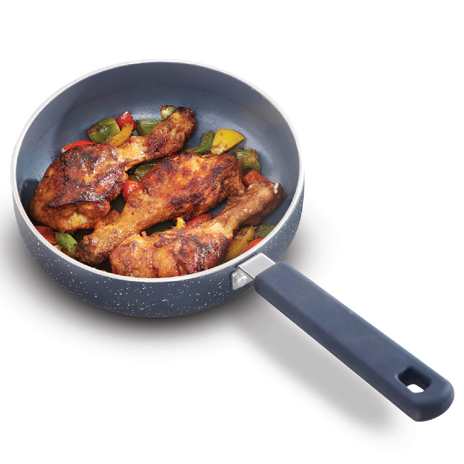 Hawkins Ceramic Nonstick Induction Frying Pan, 16 cm Diameter, Granite Omlette Egg/Fish Fry Pan, Blue (ICF16)