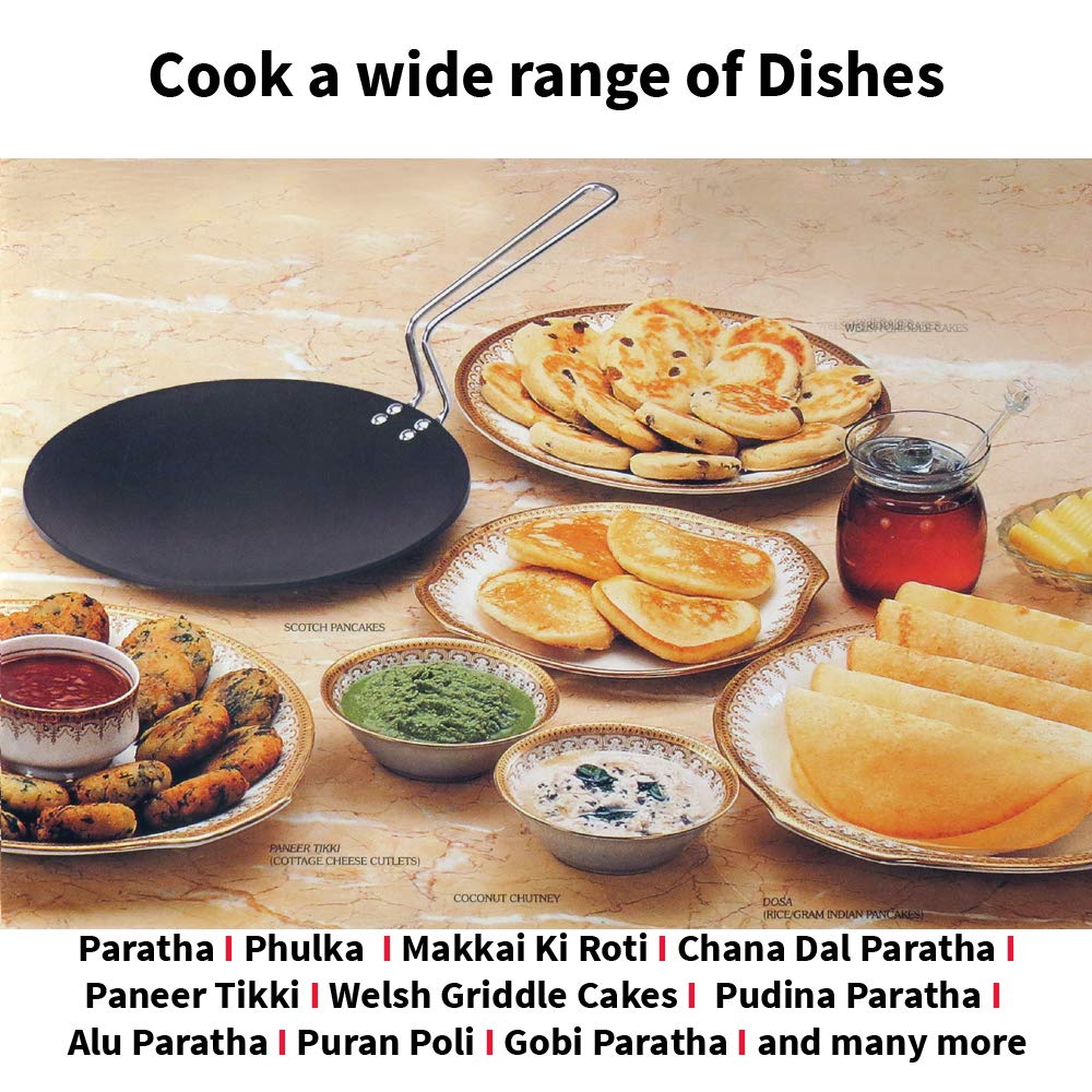 Hawkins Futura 26 cm Tava, Non Stick Tawa with Stainless Steel Handle, Black (NT26)