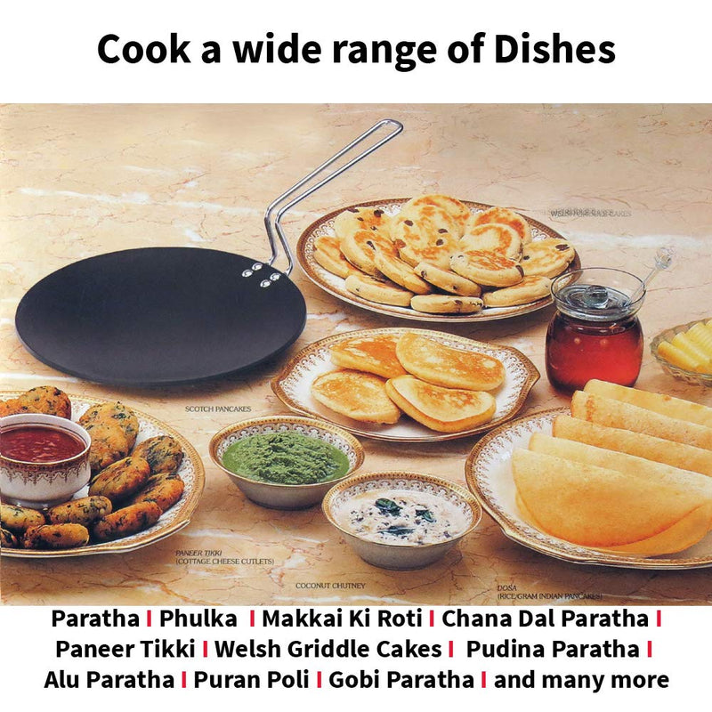 Hawkins Futura 26 cm Tava, Non Stick Tawa with Stainless Steel Handle, Black (NT26)