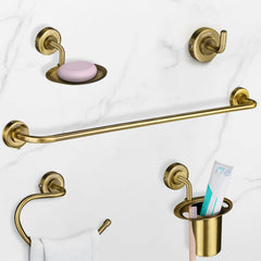 Plantex 304 Grade Stainless Steel Bathroom Accessories Set of 5 - Towel Rod/Hand Napkin Hanger for Wash Basin/Soap Case/Toothbrush Holder/Robe Hook - Daizy (Brass Antique)-1
