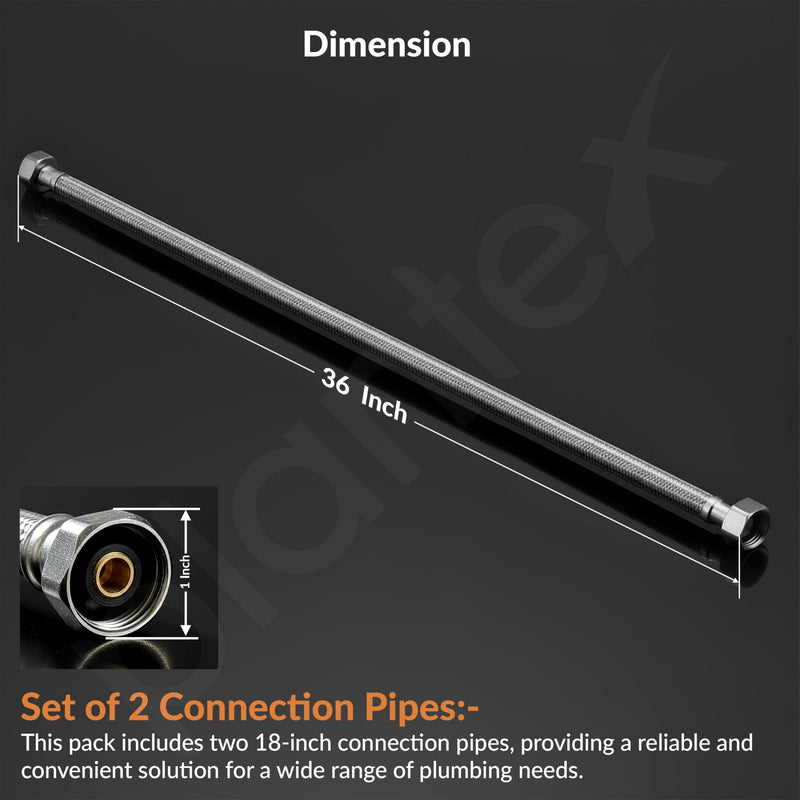 Plantex Stainless Steel Leak Proof Geyser Connection Pipe | 36 Inch Hot & Cold Water Geyser Pipe | Set of 2 | G1/2 Thread | Connection Pipe for Water Heater, Mixer & Sink | Chrome(pk-2)-4
