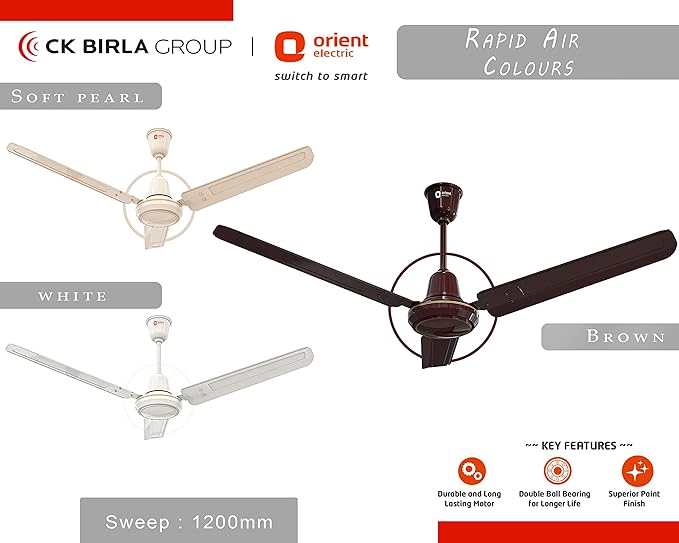 Orient Electric Rapid Air High Speed Ceiling Fan (1200mm, 48 Inch, Brown)
