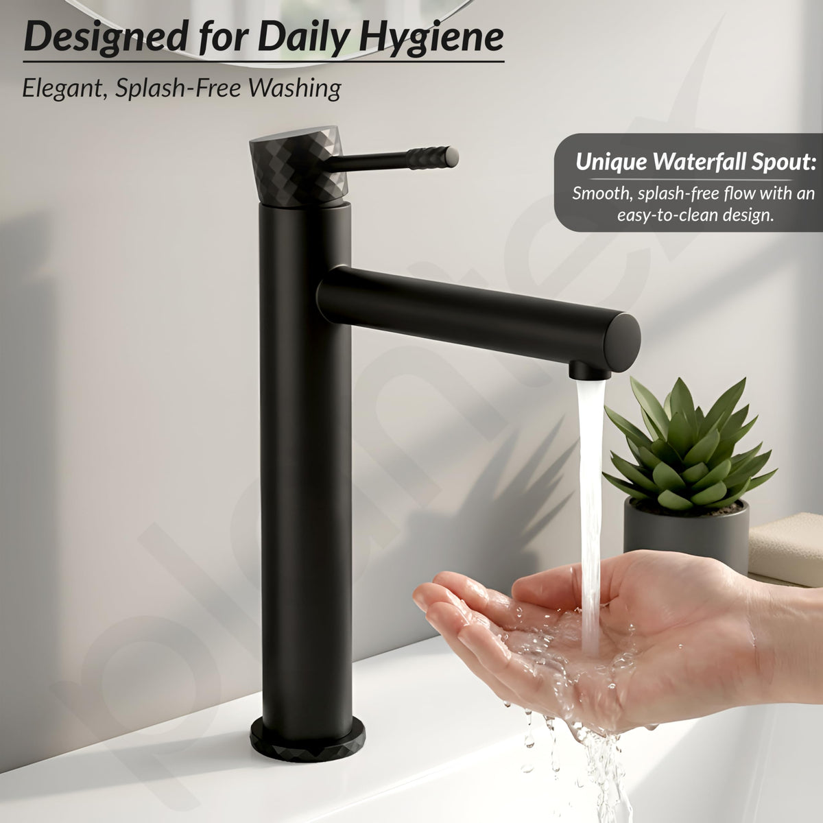 Plantex Wash Basin Mixer Tap Hot and Cold/Brass Tap Handle and 304 Grade Stainless Steel Body/Hot & Cold Basin Mixer/Pillar Spout for Wash Basin/Deck Mount - (8013-2, Black)-5
