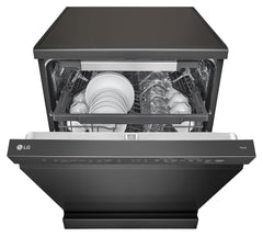 LG 15 Place Settings with TrueSteam Technology Freestanding Dishwasher (DFB435FM, Matte Black, Auto Open Door, QuadWash, EasyRack Plus-Easy to load)-4