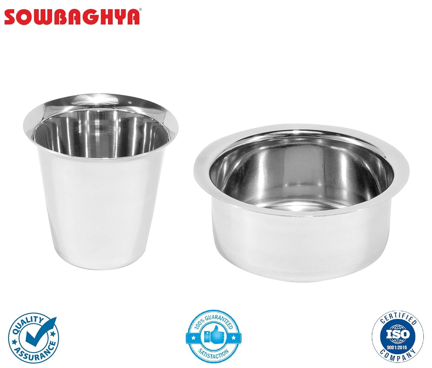 SOWBAGHYA Stainless Steel Dabara Set (4Pcs) | Dabara- 2 Nos, Tumbler- 2Nos| Tea Dabara Set | South Indian Coffee | Serving Drinkware | Stainless Steel Dabaraset