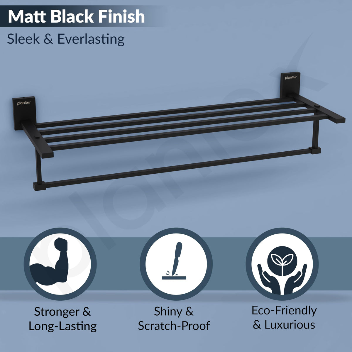 Plantex 304 Grade Stainless Steel Towel Rack for Bathroom/Towel Rod/Stand/Bathroom Accessories - 24 inch (Matt Black)-4