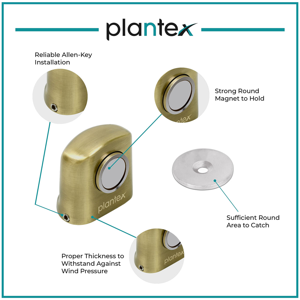 Plantex Door Catch Holder for Home/Office/Hotel/Door Stopper for Home/Magntic Door Stopper/Stops for Main Door - Set of 4 (193-Brass Antique)-2