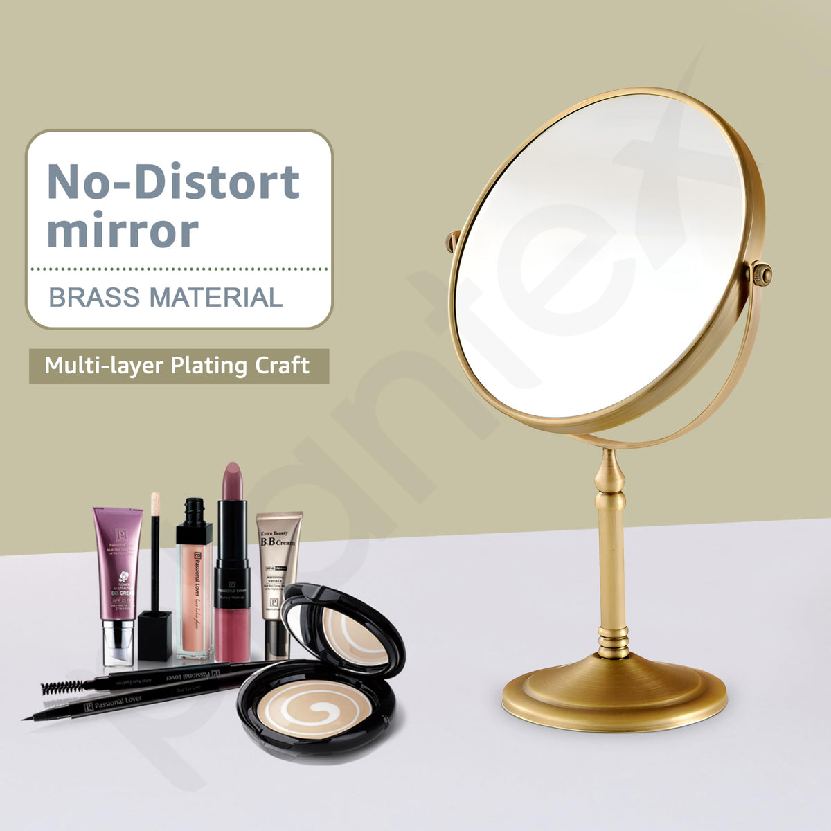 Plantex Premium Brass Magnifying Mirror/Dual Side Makeup Mirror with Stand/Shaving Mirror for Bathroom with 5x/1x Magnification (8 Inch-Brass Antique/Tabletop)-4