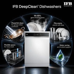 IFB 14 Place Settings (fits up to 80 utensils) with DeepClean® Technology Freestanding Dishwasher (Neptune FX14, White, 
