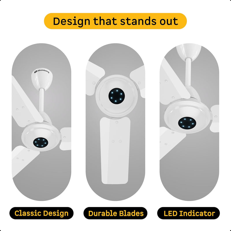 atomberg Ikano 600mm BLDC Ceiling Fan with Remote | BEE 5 star | High Air Delivery | LED Speed Indicator | Low Noise | Timeless Design with Power Saving | 3 Year Warranty| Gloss White