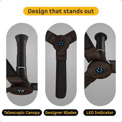 atomberg Studio+ 1200mm BLDC Ceiling Fan with Remote Control | BEE 5 star Rated Energy Efficient Ceiling Fan | High Air Delivery with LED Indicators | 2+1 Year Warranty (Earth Brown)