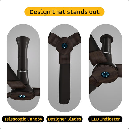 atomberg Studio+ 1200mm BLDC Ceiling Fan with Remote Control | BEE 5 star Rated Energy Efficient Ceiling Fan | High Air Delivery with LED Indicators | 2+1 Year Warranty (Earth Brown)