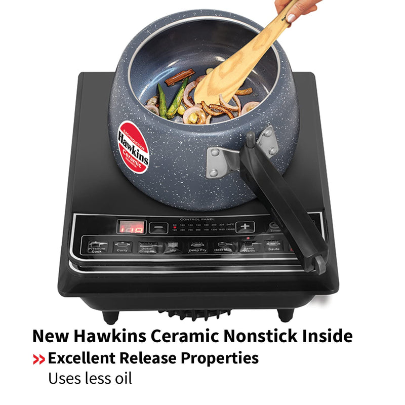 Hawkins 3 Litre Ceramic Nonstick Pressure Cooker, Induction Inner Lid Cooker, Blue (ICC30)