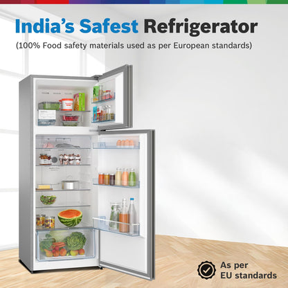 Bosch 243L 3 Star Inverter Frost free Double Door Refrigerator (2023 Model, CTC27S031I, 6-in-1 Convertible, 18 Hours Cooling Retention, Digital Display, Super Freeze, 80min Covert, Silver Inox)