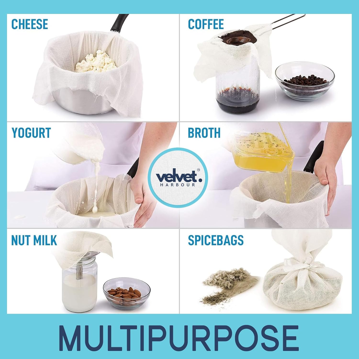 Muslin Cheese Cotton Cloth, 1x1.2 Meter, 1 Pack, Food Grade - Strainer for Cheese, Paneer, Roti Wrap, Momos, Sprouts, Juice & Idly Steaming, Crafting