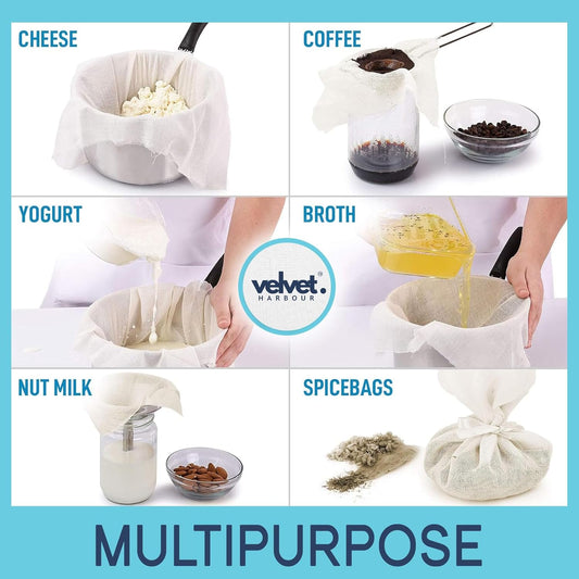 Muslin Cheese Cotton Cloth, 1x1.2 Meter, 1 Pack, Food Grade - Strainer for Cheese, Paneer, Roti Wrap, Momos, Sprouts, Juice & Idly Steaming, Crafting