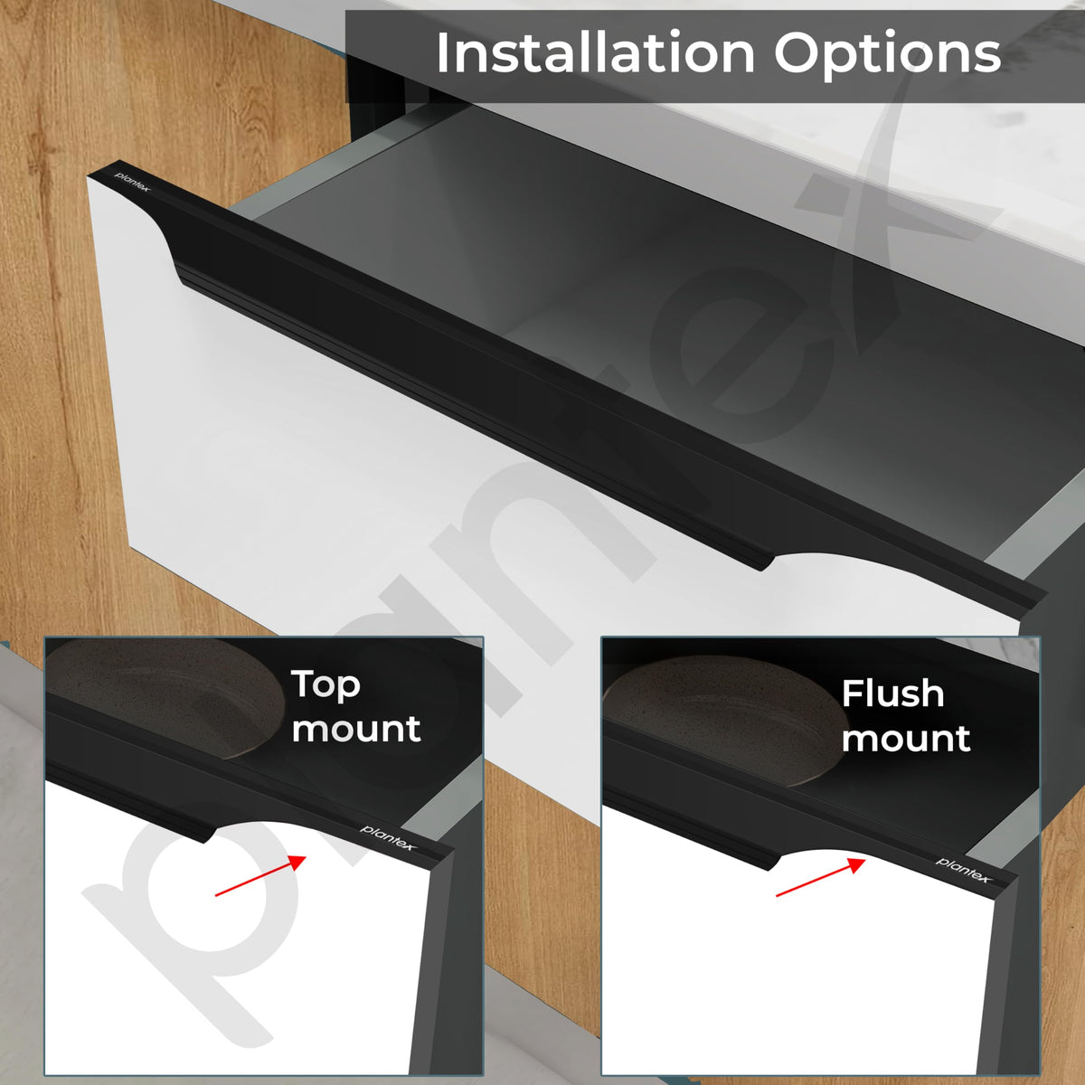 Plantex Profile Handle for Kitchen Cabinet/22 Inch Aluminium Drawer Profile Handle/Wardrobe Pull Handle for Home/Office/Hotel - Pack of 5 (Black) (Model APS-PF-1003)-4