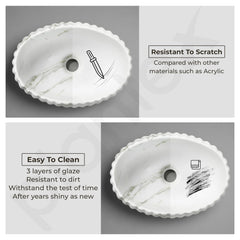 Plantex Ceramic Basin for Bathroom/Table Top Ceramic Basin/Washbasin for Bathroom (Marble Finish - 19.5 x 14 x 6 Inch)-6