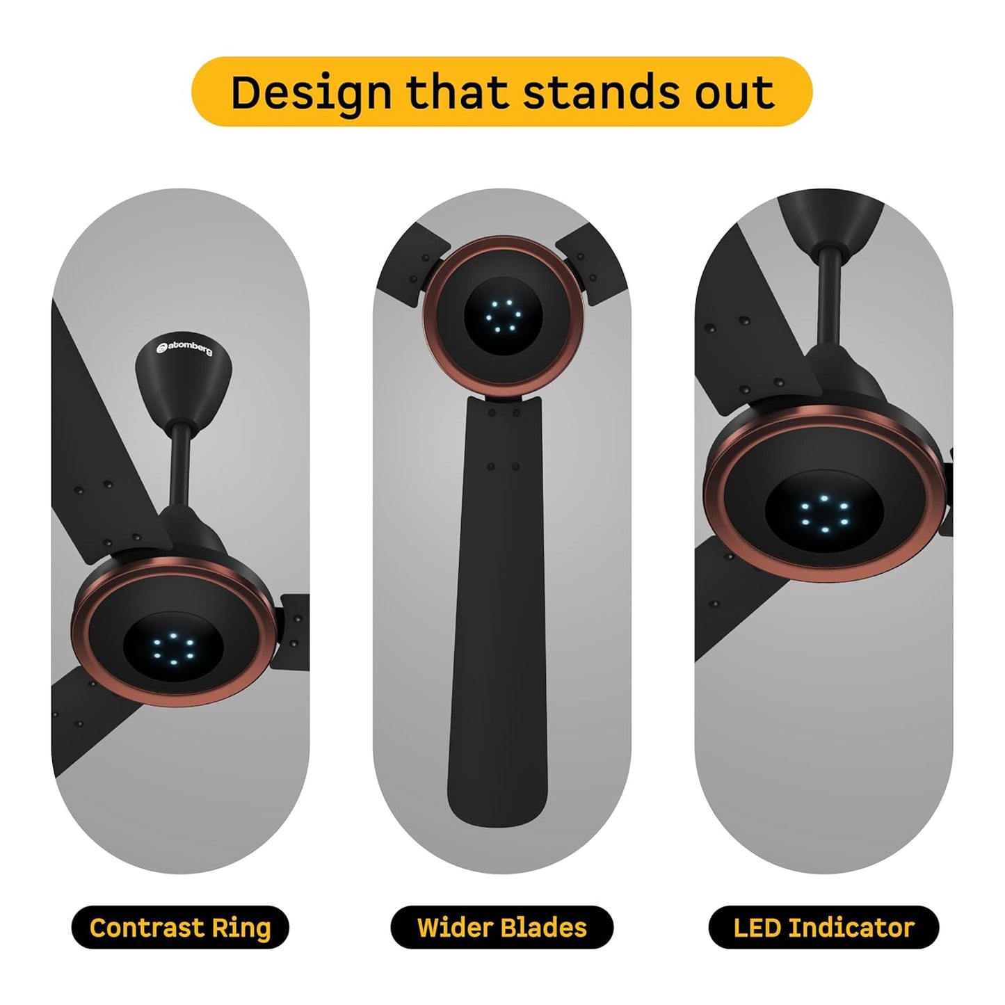 atomberg Erica Artesta 1200mm India's No.1 BLDC Ceiling Fan with Remote | BEE 5-star | Best Air Delivery | Low noise | LED Speed Indicator | 3 Years Warranty| Midnight Black