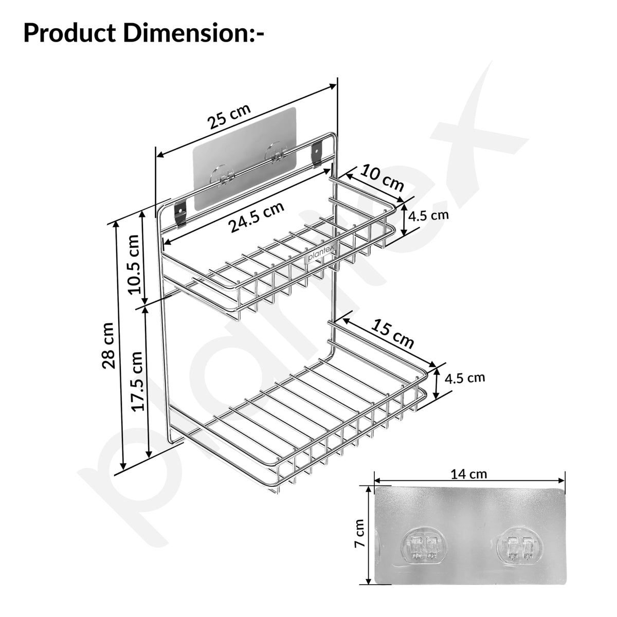 Plantex Self Adhesive Stainless Steel Bathroom Detergent Holder/Bathroom Storage Rack/Shelf/Under The Sink Detergent Holder (Small,Chrome)-4