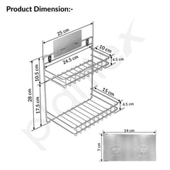 Plantex Self Adhesive Stainless Steel Bathroom Detergent Holder/Bathroom Storage Rack/Shelf/Under The Sink Detergent Holder (Small,Chrome)-4