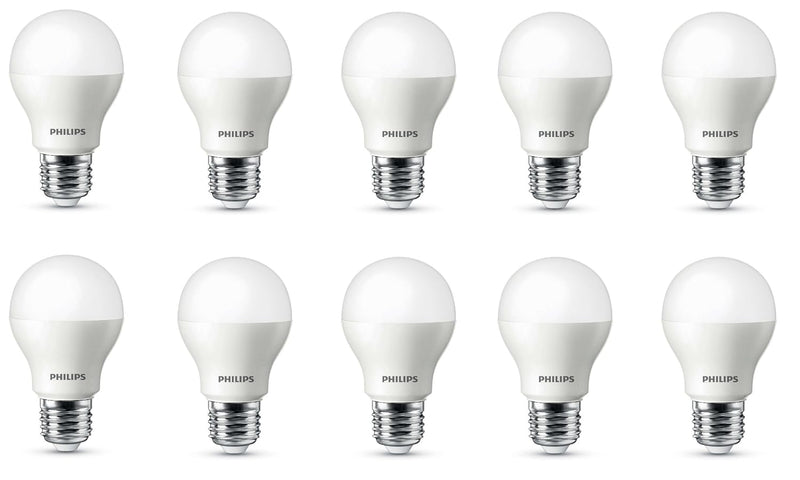 Philips Base E27 7-Watt LED Bulb (Crystal White) - Pack of 10