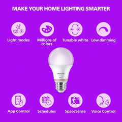 Philips Wiz connected 2 Pack A19 LED Wi-Fi Smart Bulb FULL COLOR 800 Lumens Dimmable 60w equivalent (Pack of 2)
