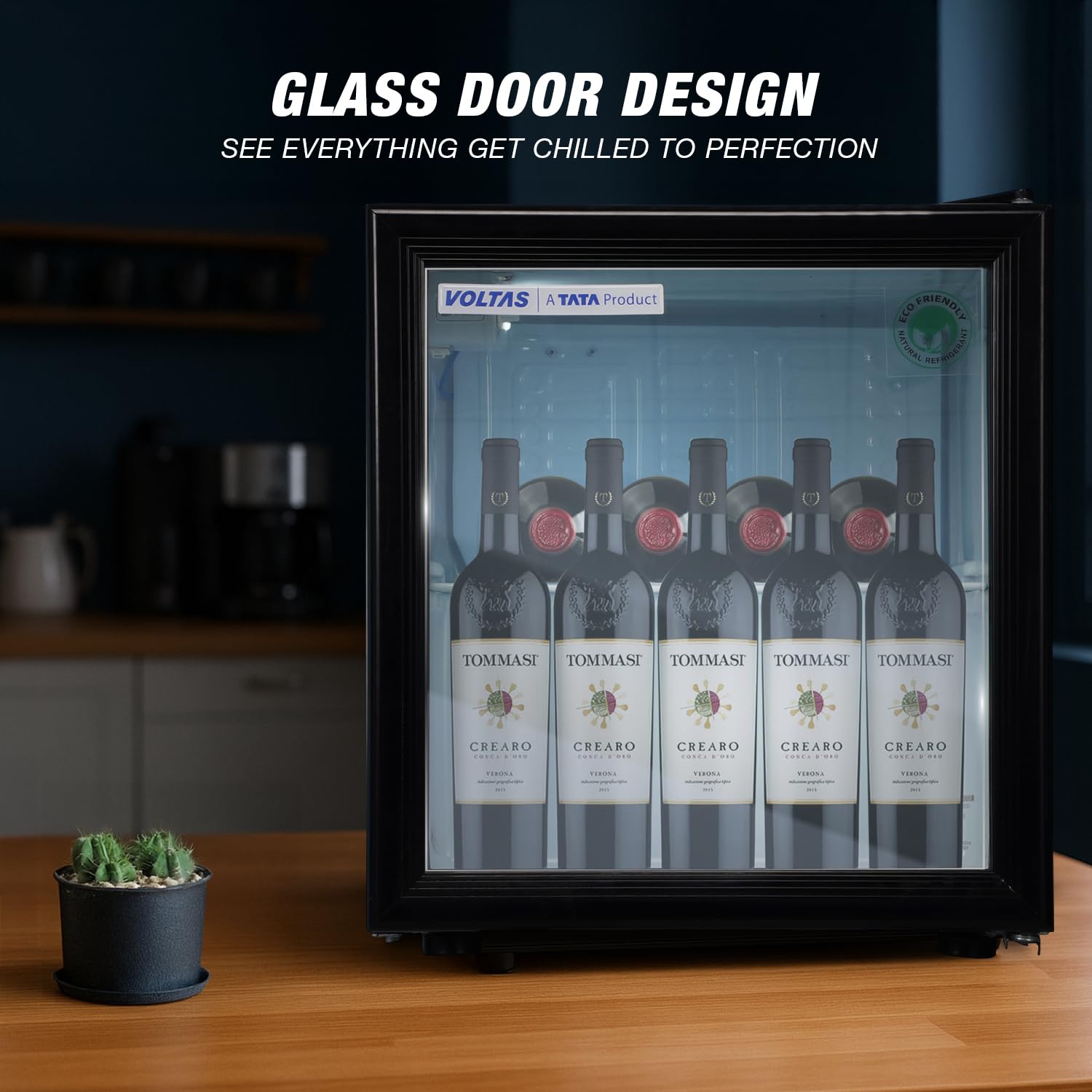 Voltas 50 Litres, Counter Top Glass Door Mini Bar/Visi Cooler, With Antibacterial Gasket (VC GT 50, Black)