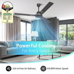 V-Guard Pace Art BZ 1200 mm Ceiling Fan (Midnight Black)-3