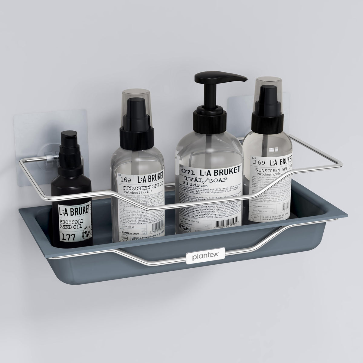 Plantex ABS Plastic Self Adhesive Bathroom Shelf/Adhesive Shelf for Kitchen/Multipurpose Stainless Steel Wire Shelf/Bathroom Organiser (Silver & Grey)-1