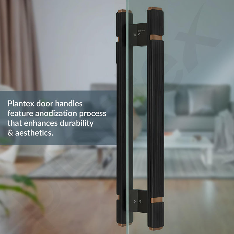 Plantex 12 Inch Main Door Handle/Aluminium Handle for Door/Black Pull-Push Handle for Home/Office/3 Years Warranty Pack of 1 (APS-613, Black & Rose Gold)-4