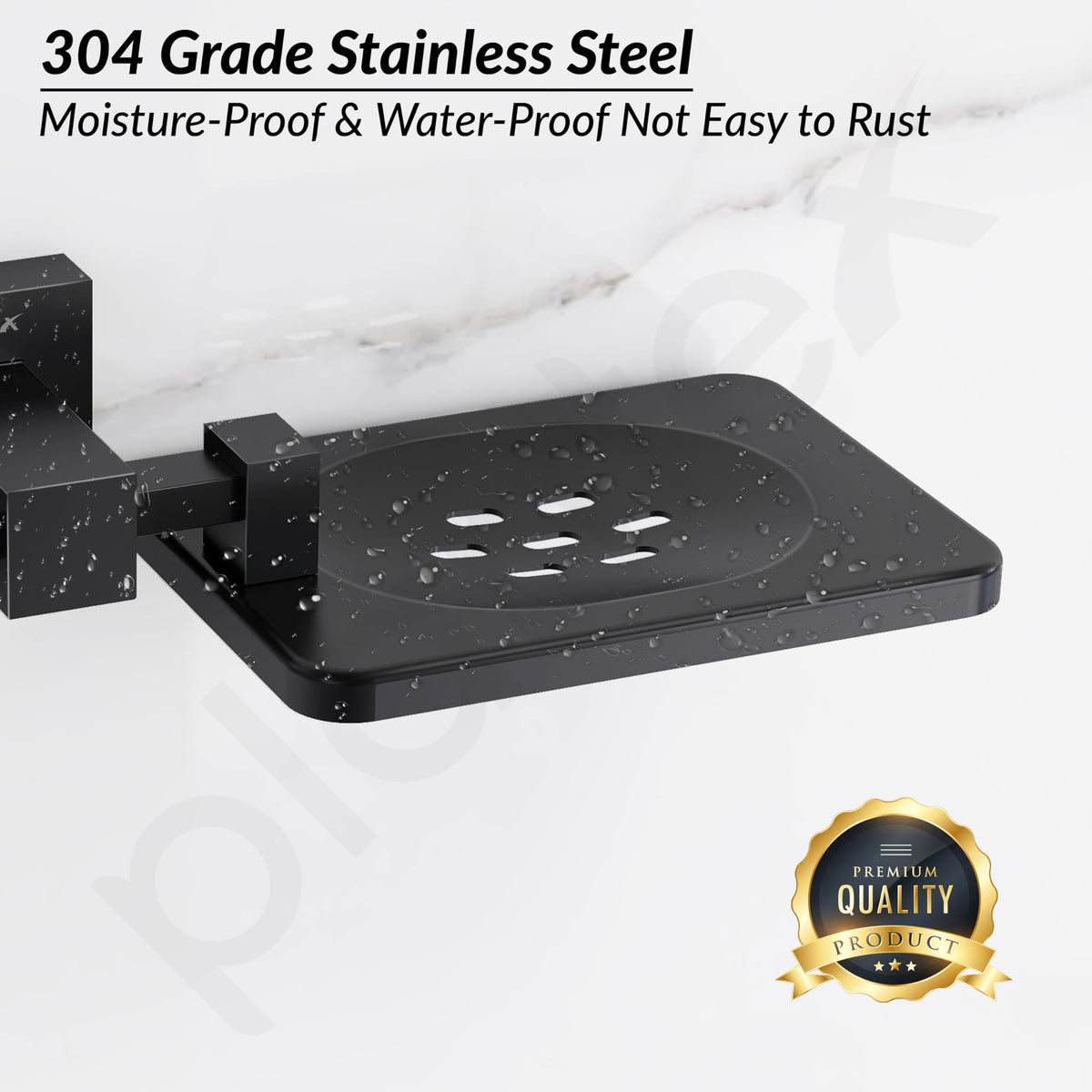Plantex 304 Grade Stainless Steel Double Soap Holder Stand for Bathroom and Wash Basin/Bathroom Accessories - Splash (Black)-4