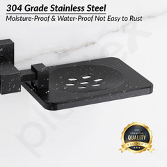 Plantex 304 Grade Stainless Steel Double Soap Holder Stand for Bathroom and Wash Basin/Bathroom Accessories - Splash (Black)-4