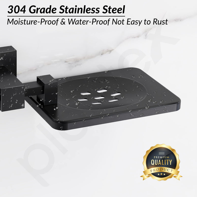 Plantex 304 Grade Stainless Steel Double Soap Holder Stand for Bathroom and Wash Basin/Bathroom Accessories - Splash (Black)-4