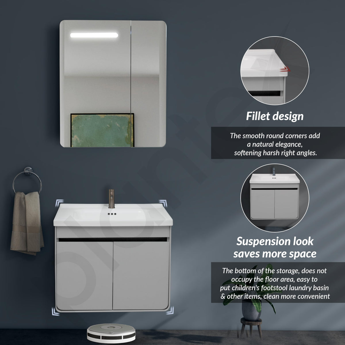 Plantex Plywood Vanity for Bathroom/Square Cabinet with Wash Basin and Mirror/Bathroom Organizer for Home - (NZBC-40)-6