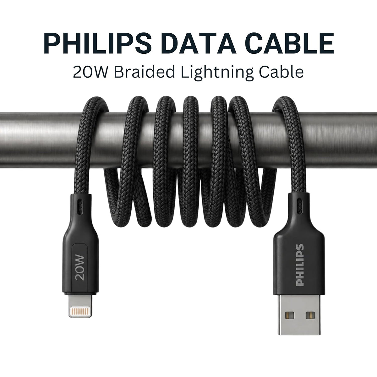 Philips DLC4150VB/94 20W iPhone Original Type-A to Lightning Fast Charging Cable (1.5m, Dark Slate)