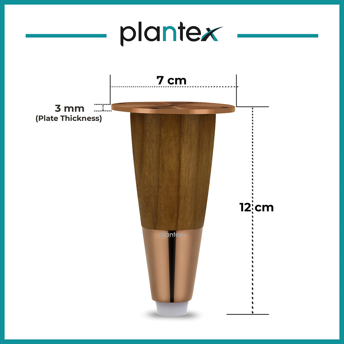Plantex Heavy Duty Round 4 inch Spare Sofa Legs for Bed Furniture/Sofa Legs for Furniture Fitting/Table Legs/Sofa Leg Set of 2 pcs (Rose Gold Finish) (Model APS-DTS-55)-3