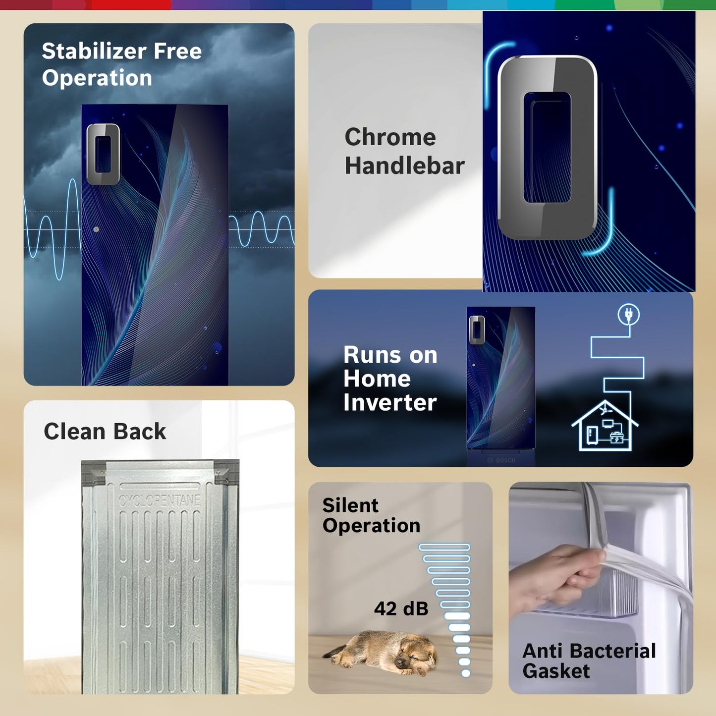 BOSCH 187L, 4 Star, Single Door Refrigerator with Industry's largest base drawer, vegetable box* & Beverage space (CST18B34PI, Feather blue) 18 Hr Cooling Retention, 2.5x Cooling, inverter compressor