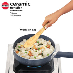 Hawkins Ceramic Nonstick Induction Frying Pan, 16 cm Diameter, Granite Omlette Egg/Fish Fry Pan, Blue (ICF16)