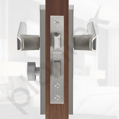 Plantex Heavy-Duty Door Lock Set - Main Door Lock Handle Set/ 6-Lever Lock Mechanism with 3 Years of Warranty/Mortise Lock with 3 Keys, Brass Lockbody & Cylinder(8112 - Satin White & Satin Black)-6