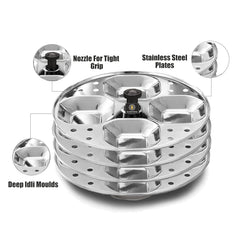 Eleven Rings 4 Plates Stainless Steel Square Idli Stand/Idli Maker Makes 16 Square Idlis at Once. (4 Plate Square Idli)