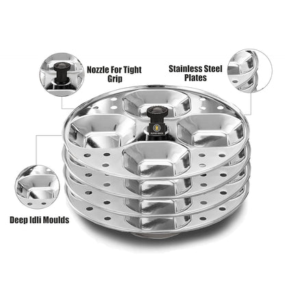 Eleven Rings 4 Plates Stainless Steel Square Idli Stand/Idli Maker Makes 16 Square Idlis at Once. (4 Plate Square Idli)