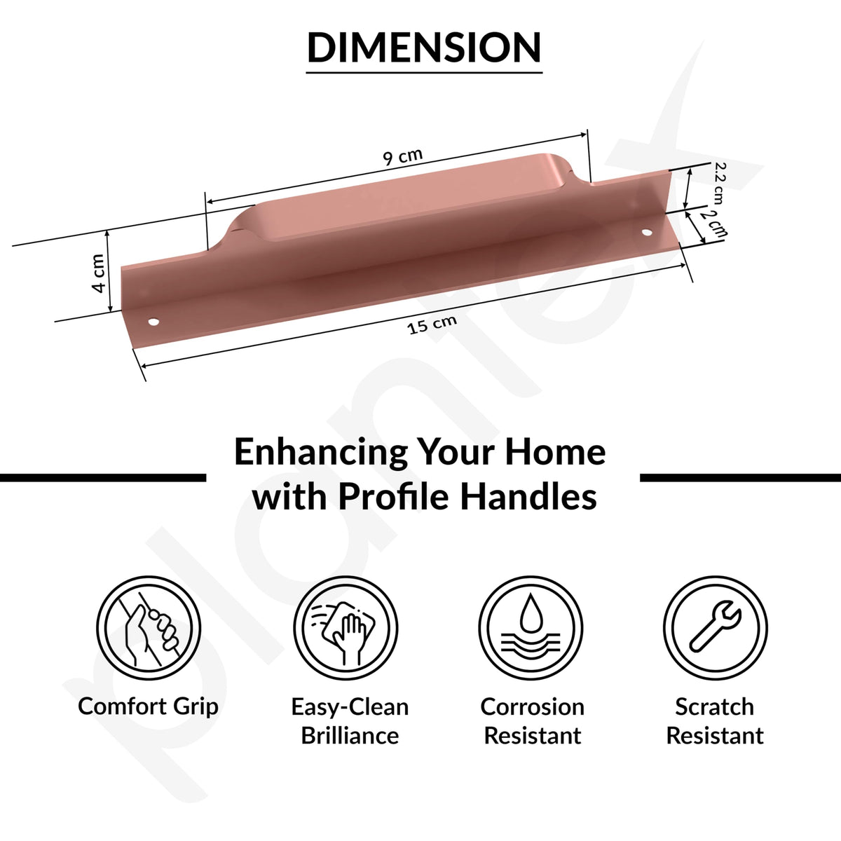 Plantex Profile Handle for Kitchen Cabinet/6 Inch Aluminium Drawer Profile Handle/Wardrobe Pull Handle for Home/Office/Hotel - Pack of 2 (Rose Gold) (Model APS-PF-1004)-3