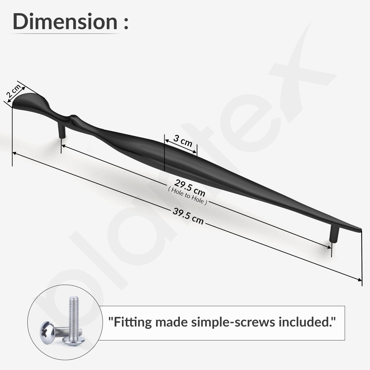 Plantex Cabinet Handle/Kitchen Cabinet Door Handle/Wardrobe/288 mm Cupboard Handle/Door Pull-Push Handle for Home/Office - Pack of 2 (Black) (Model APS-DTC-9136)-3