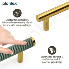 Plantex Stainless Steel & Aluminium Cabinet Handle/96mm Wardrobe Door Handle/Cupboard Pull-Push Handles for Home/Office - Pack of 1 (Green & Gold)-4