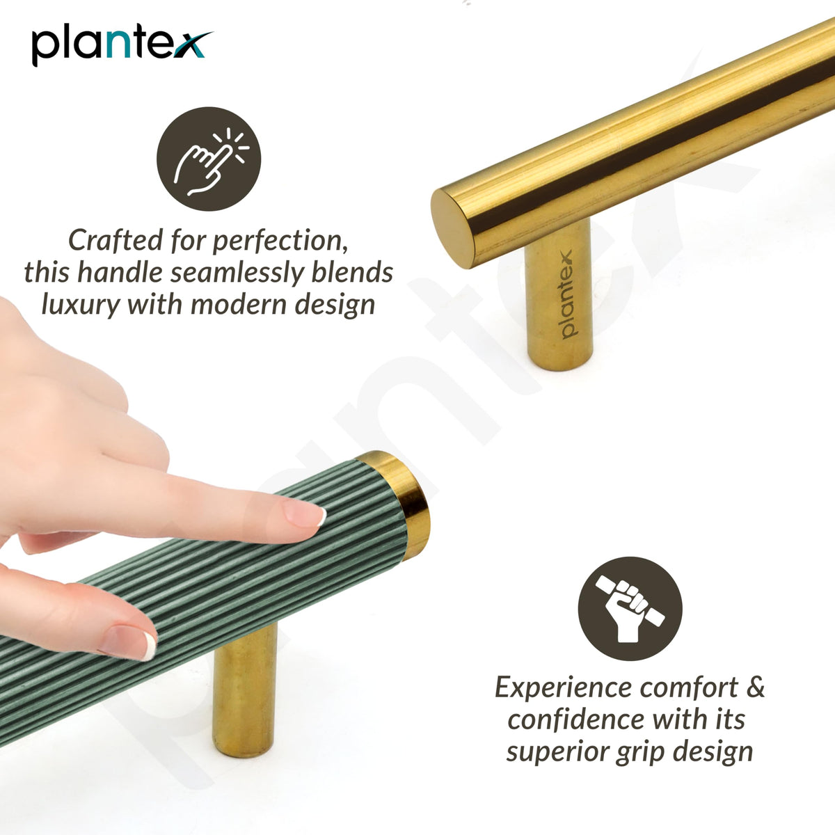 Plantex Stainless Steel & Aluminium Cabinet Handle/288mm Wardrobe Door Handle/Cupboard Pull-Push Handles for Home/Office - Pack of 1 (Green & Gold)-4