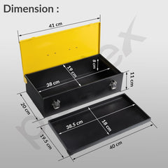 Plantex 16-inch Metal Tool Box/Tool Box for Home/Storage Box With Clear Top Lid & Removable Tray Compartment For Easy & Convenient Storage/Multi-Purpose Compact Tools Box (Yellow & Black)-5