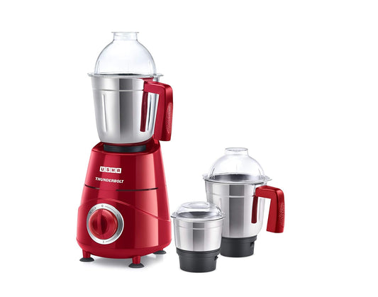 USHA Thunderbolt 800-Watt Copper Motor Mixer Grinder with 3 Jars and 5 Years Motor Warranty(Red) & USHA EI 1602 1000 W Lightweight Dry Iron with Non-Stick Soleplate (Multi-colour)