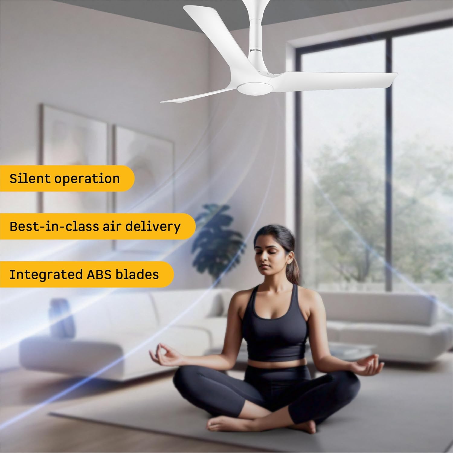 atomberg Aris Gladius Smart 900mm BLDC Ceiling Fan with IoT & Remote | BEE 5-Star| Advance Air+ Technology | Silent Operation | Energy Efficient | Free Installation | 5 Year Warranty (Pearl White)